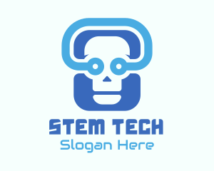 Blue Tech Skull  logo design