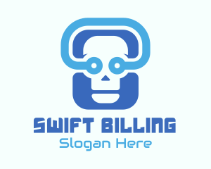 Blue Tech Skull  logo design