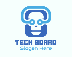 Blue Tech Skull  logo design