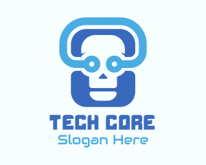 Blue Tech Skull  logo design