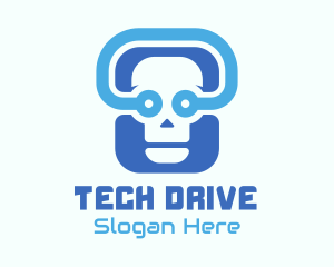 Blue Tech Skull  logo design