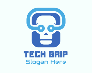 Blue Tech Skull  logo design