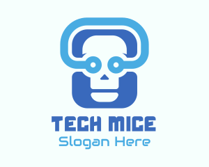 Blue Tech Skull  logo design