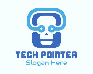 Blue Tech Skull  logo design