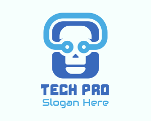 Program - Blue Tech Skull logo design