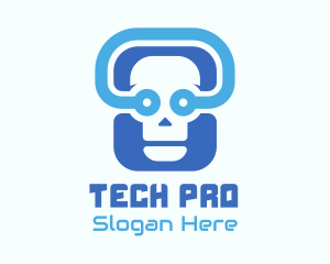 Tech - Blue Tech Skull logo design