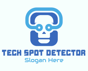 Blue Tech Skull  logo design