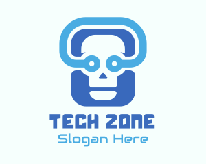 Blue Tech Skull  logo design