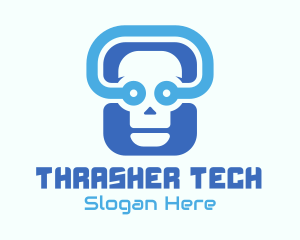 Blue Tech Skull  logo design