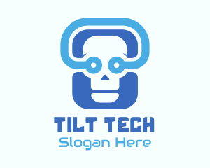 Blue Tech Skull  logo design