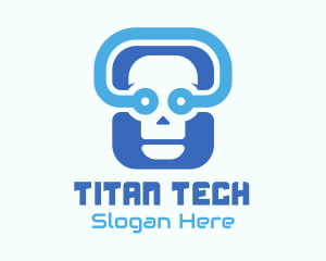 Blue Tech Skull  logo design