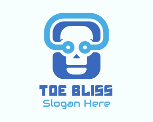 Blue Tech Skull  logo design