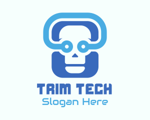 Blue Tech Skull  logo design