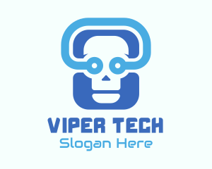 Blue Tech Skull  logo design