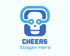 Networking - Blue Tech Skull logo design