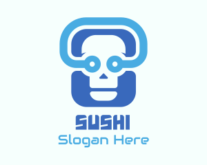 Blue Tech Skull  logo design