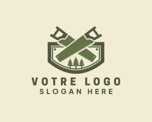 Saw Pine Tree Cutter Logo