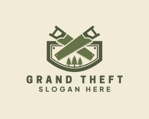 Logger - Saw Pine Tree Cutter logo design