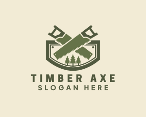 Saw Pine Tree Cutter logo design