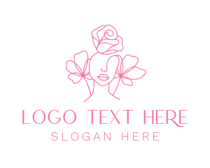 Monoline - Pink Floral Girl logo design