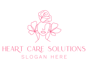 Pink Floral Girl  logo design