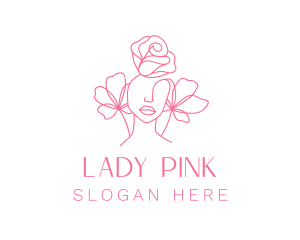 Pink Floral Girl  logo design