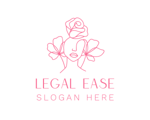 Woman - Pink Floral Girl logo design