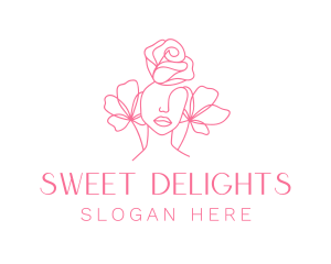 Pink Floral Girl  logo design