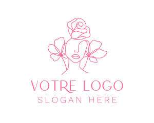 Cosmetic - Pink Floral Girl logo design