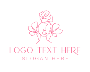 Cosmetic - Pink Floral Girl logo design