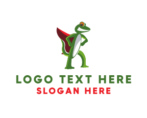 Cartoon - Hero Cape Gecko logo design