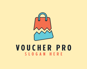 Voucher - Broken Shopping Bag logo design