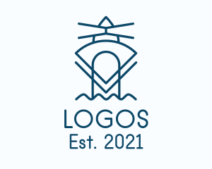 Navy - Blue Geometric Lighthouse logo design