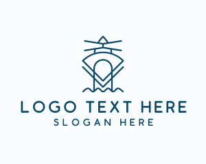 Blue Geometric Lighthouse logo design