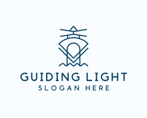 Blue Geometric Lighthouse logo design