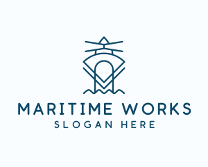 Blue Geometric Lighthouse logo design