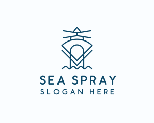 Blue Geometric Lighthouse logo design