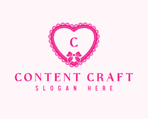 Heart Lace Ribbon logo design