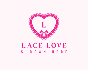 Heart Lace Ribbon logo design