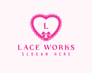 Heart Lace Ribbon logo design