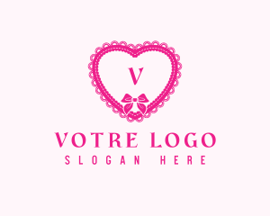 Embroidery - Heart Lace Ribbon logo design