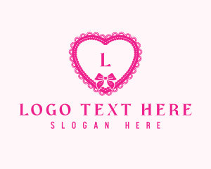 Ribbon - Heart Lace Ribbon logo design