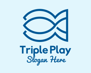 Three - Three Blue Fish logo design