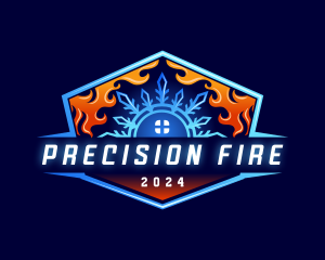 Fire Snowflake HVAC logo design