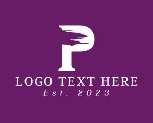Flower - Brush Stroke Paint Letter P logo design