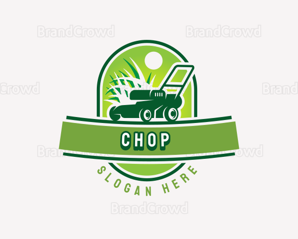 Grass Lawn Cutting Logo