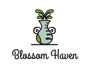 Flowering - Flower Vase Pot Plant logo design