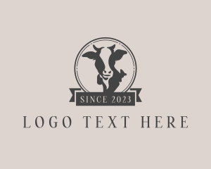 Cattle Ranch - Cow Beef Badge logo design