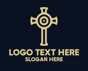 Archer - Target Cross Crucifix logo design