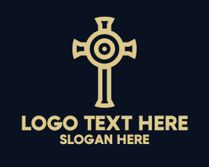 Shooting Range - Target Cross Crucifix logo design